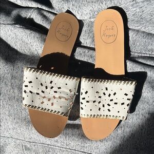 Jack Rogers Women's Cream Slide Sandals (BBR)